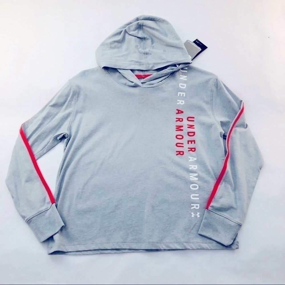 NWT Under Armour Mod Gray Loose Crop Top Hoodie Gray Sz: YLG/JG